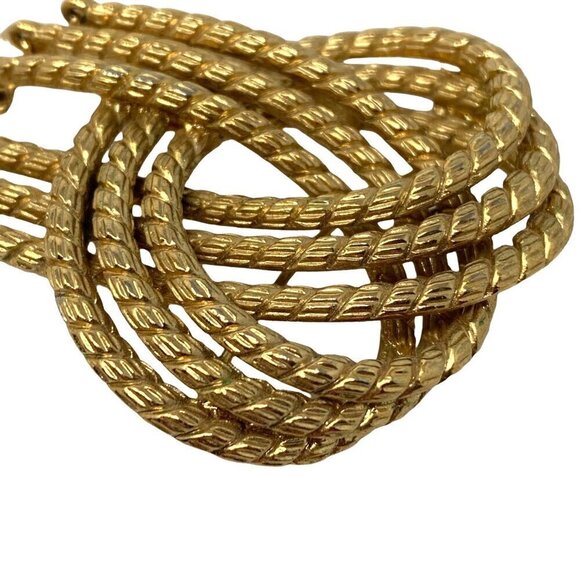 Vintage Monet Rope Knot Brooch Pin Goldtone Gold Tone Tremble Large 2.75 in Sign - Picture 4 of 12